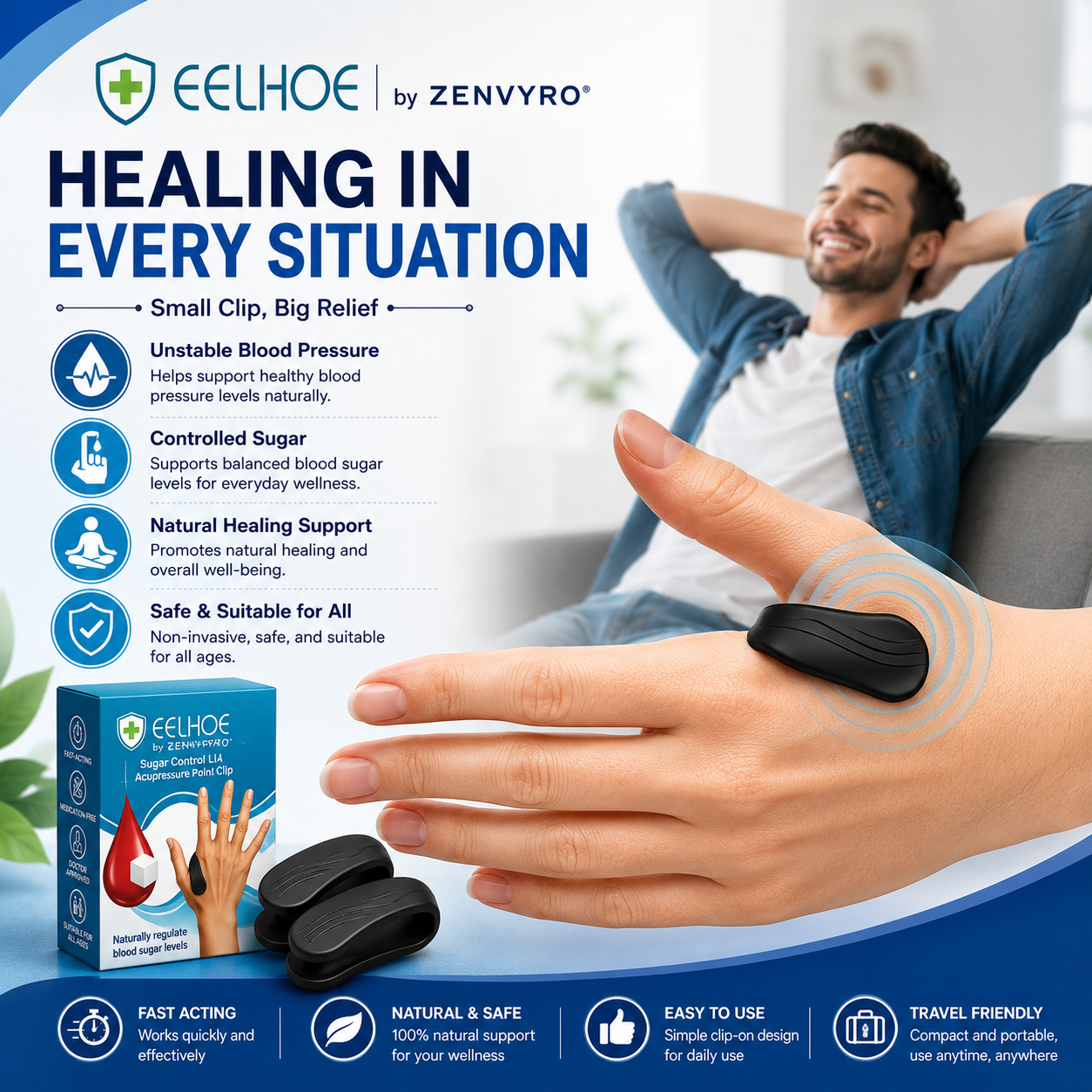 Sugar Control Acupressure Clip for Diabetes Management