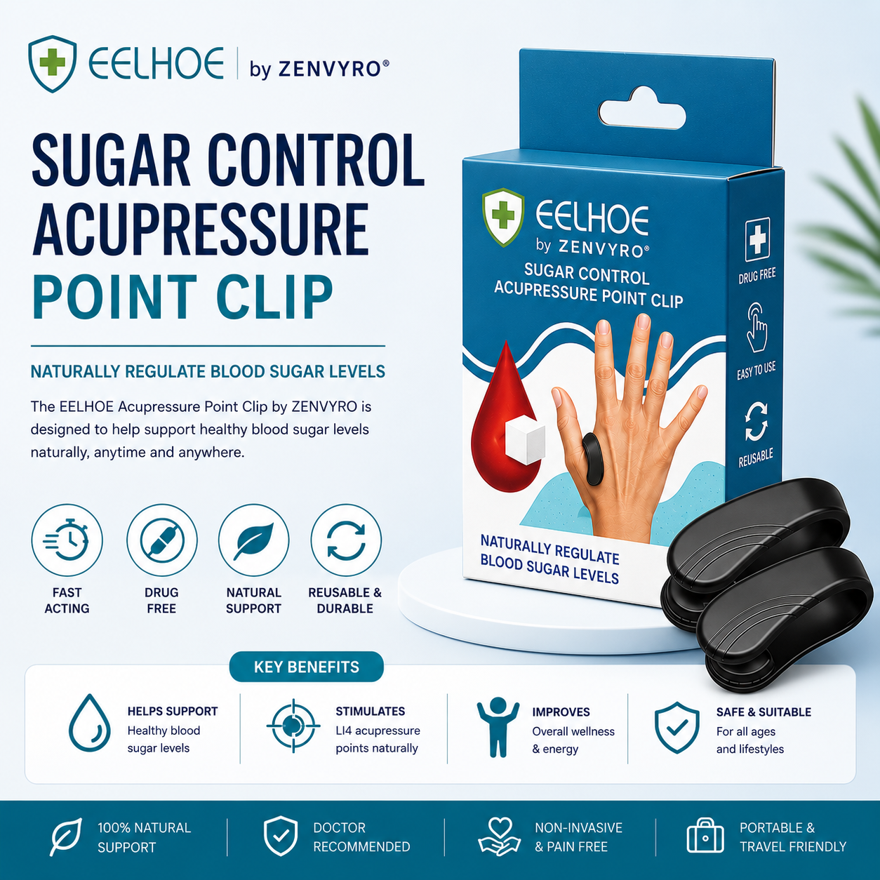 Sugar Control Acupressure Clip for Diabetes Management