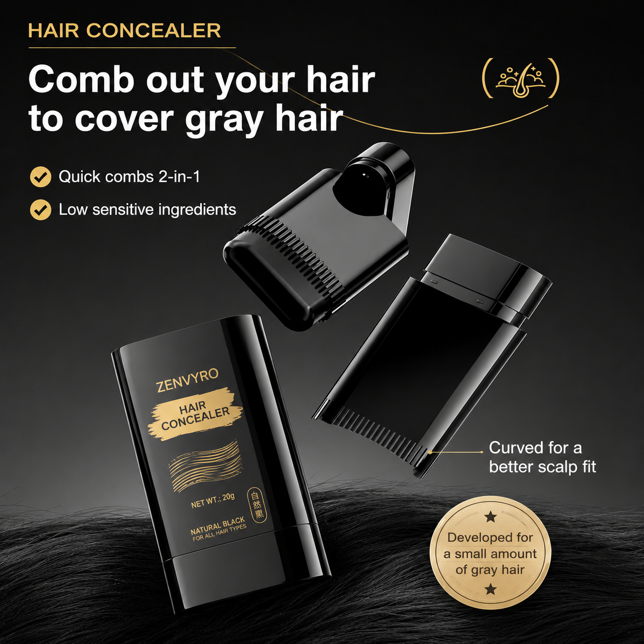 2 in 1 Hair Color Stick Hair Dye Stick Comb