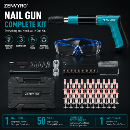 Manual Steel Nail Gun Tool Kit including 50 nails