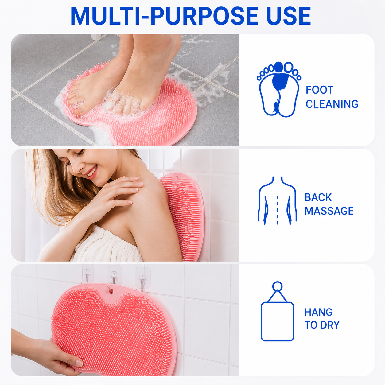 Back & Foot Scrubber Wall Mounted Silicone Bath Massager -Buy 1 Get 1 Free
