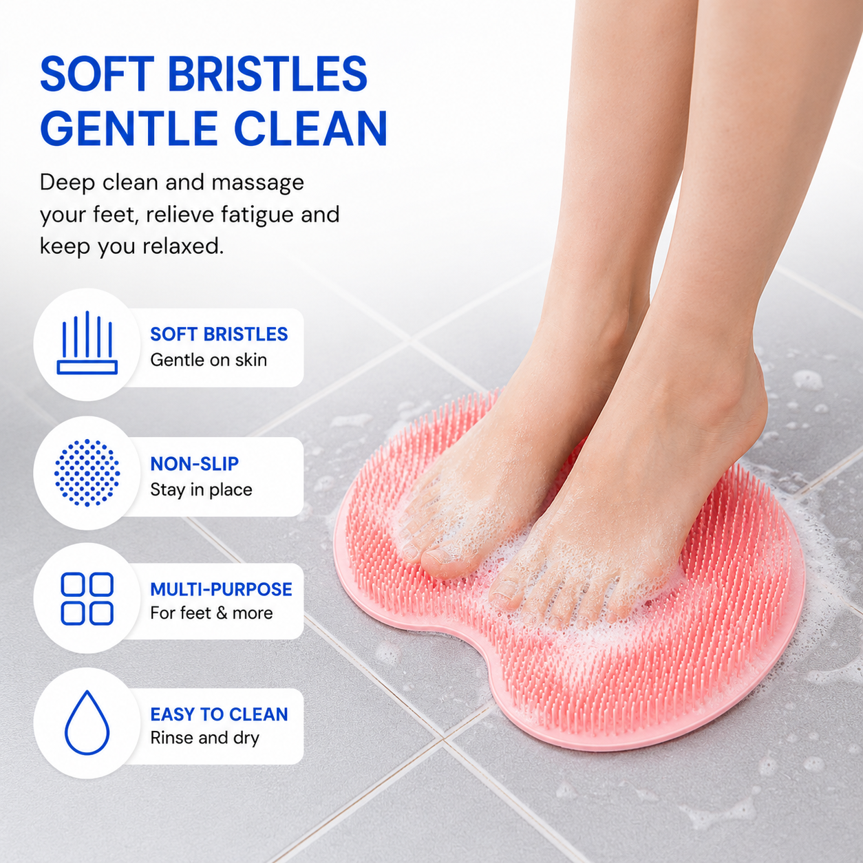 Back & Foot Scrubber Wall Mounted Silicone Bath Massager -Buy 1 Get 1 Free